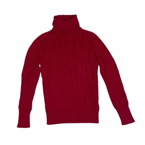 Eddie Bauer red knit turtleneck top sweater small - Picture 1 of 12